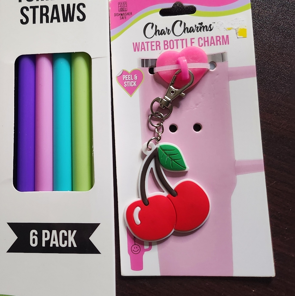 CharCharms Cherry Water Bottle Charm, With Stick-On Hook